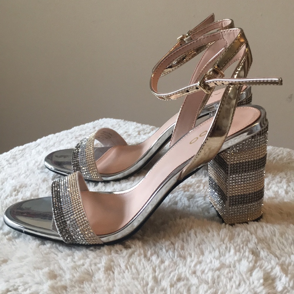 Aldo Silver Heals With Rhinestone Detailing